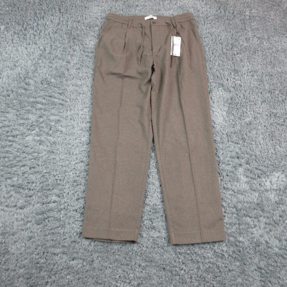 MNG Pants Mens 33x30* Brown Flannel Pleated Trouser Collection Regular Fit NWT